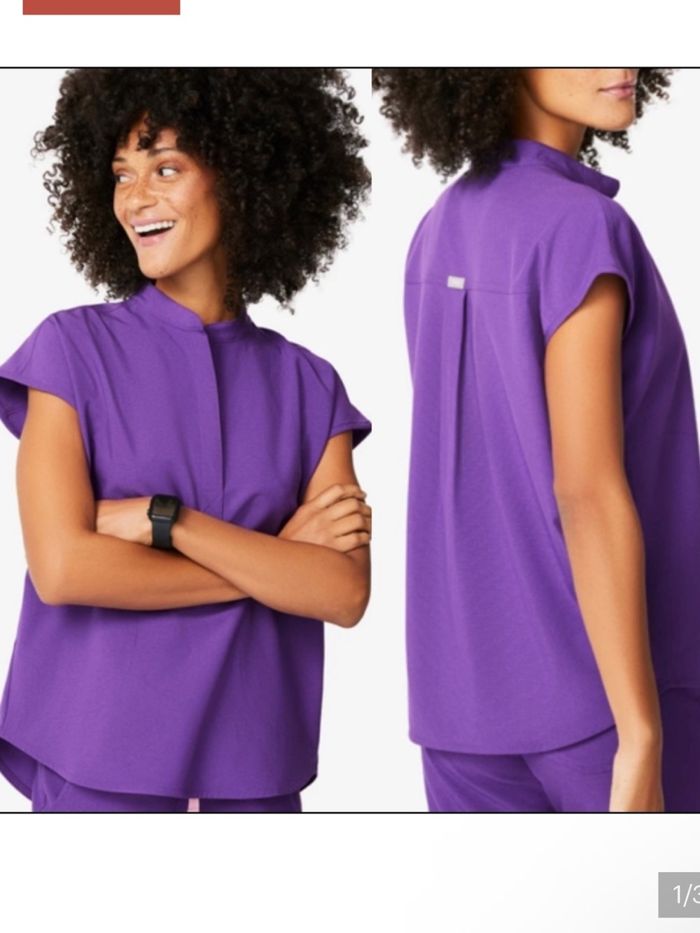 Figs Rafaela purple short sleeve Scrub Top 54627